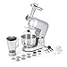 KLARSTEIN Lucia Argentea Electric Kitchen Mixer, Multi-function Stand Mixer, 650W, 5.3 qt Bowl, 1.3 qt Mixing Glass, Mixer Grinder, Dough bowl, Dough Blender, 6 speed levels