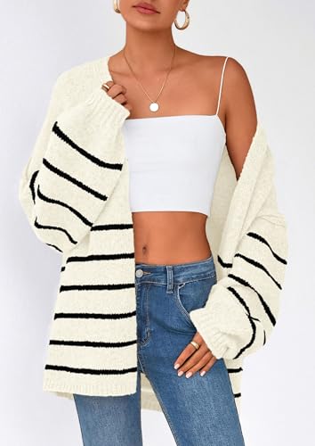 Image of PRETTYGARDEN Womens Oversized Cardigan Sweaters 2026 Fall Long Lantern Sleeve Knit Open Front Lightweight Sweater