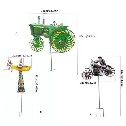 Moulin à vent d'extérieur en métal avec sa roue rotative colorée - 5