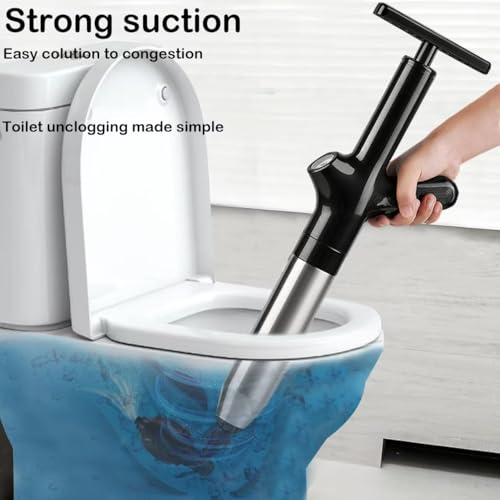 Image of Toilet Plunger,Drain Clog Remover, High Pressure Air Drain Blaster with Real-Time Barometer Drain Snake Sink Plumb Plunger Gun for Bathroom,Sink,Floor,Kitchen Clogged