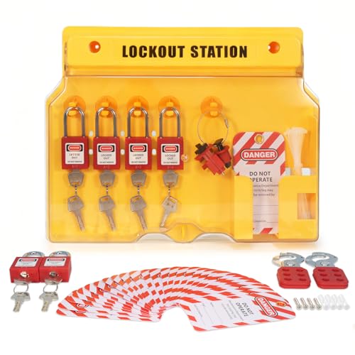 71-piece Lock Out Tag Out Station,Lockout Tagout Kit,with 6 Safety Padlocks, 2 Hasps,2 Small Breaker，30 Lockout Tags, 30 Nylon Ties,Loto Station,Lockout Tagout Locks,Loto kit,Breaker Lock