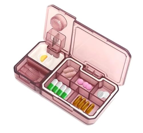 Porta Comprimidos Organizador 3 em 1 Portátil em Acrílico - Corta, Amassa e Armazena os Comprimidos.