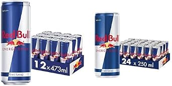 Red Bull Energy Drink 473 ml Pack of 12, 12 x 473 ml and Red Bull Energy Drink, 250 ml Pack of 24, 24 x 250 ml Original