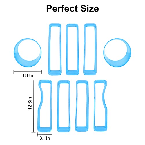 Image of CheroCar for JL Mesh Grille Grill Insert & Headlight Turn Light Cover Trim Exterior Accessories for Jeep Wrangler JL JLU 2018-2026 & Gladiator JT 2020-2026