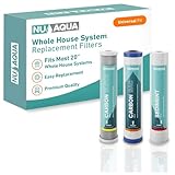 NU Aqua Whole House Water Filter System Replacement Set - 3 Stage Kit - Includes Sediment, Granular Activated, and Carbon Block Filters - Home Universal RO Filtration Cartridge Pack