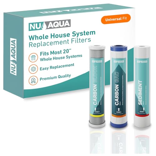 NU Aqua Whole House Water Filter System Replacement Set - 3 Stage Kit - Includes Sediment, Granular Activated, and Carbon Block Filters - Home Universal RO Filtration Cartridge Pack