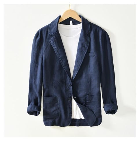 Men's Suit Blazer Linen Notch Lapel Two Button Daily Party Coat Homecoming3