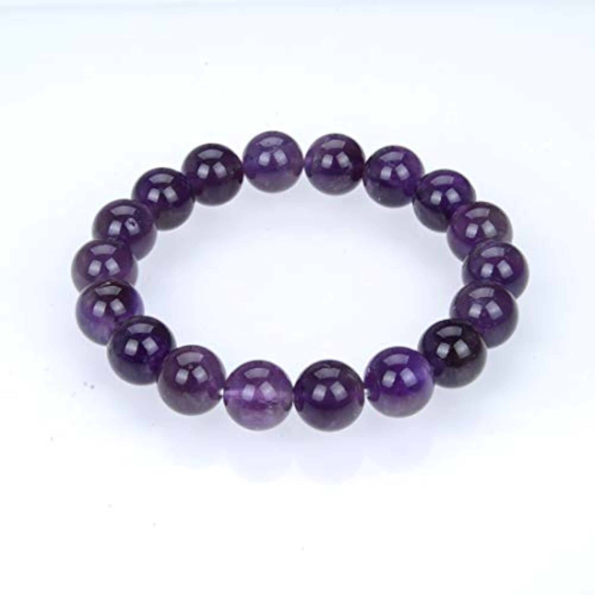 Natural Amethyst Gemstone Stretch Bracelet, Unisex Healing