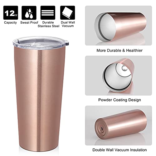 Image of VEGOND 20oz Tumbler Bulk with Lid and Straw 1 Pack, Stainless Steel Vacuum Insulated Tumbler, Double Wall Coffee Cup Travel Mug, Rose Gold