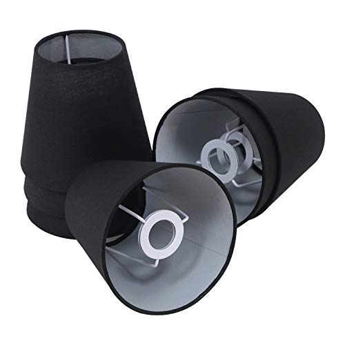 Eastlion 6 Pacchi 5.5 inch Paralume Tessuto Piccolo E14 Paralumi Lampadari Lampadario e Lampada a Muro,Nero