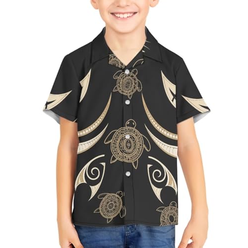 Tropical Beach Shirt for Children Hawaiian Shirt Polynesian Beach Outfit Pacific Samoan Tribal Pattern Tropic Print3