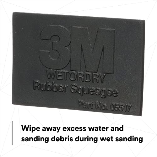 3M Wetordry Rubber Squeegee 05517, 2-3/4 In X 4-1/4 In, Comfort Fit, Flexible, For Wet Sanding #TOP3
