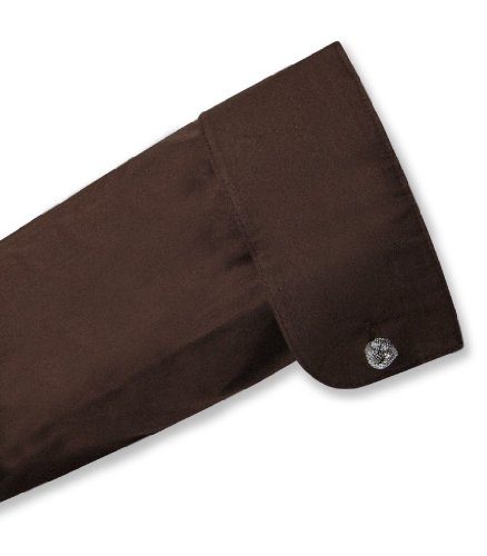 Men's 100% Cotton Solid Chocolate Brown Dress Shirt w/Convertible Cuffs4