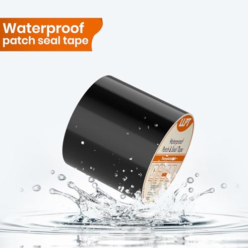 Image of LLPT Waterproof Patch and Seal Tape 4 inch x 13 Ft 2 Pack, Black | Strong Adhesion, Backing Permanent Bond, Weatherproof & UV Resistant, Instant Seals for Leak Cracks Gaps Holes Tears Repair