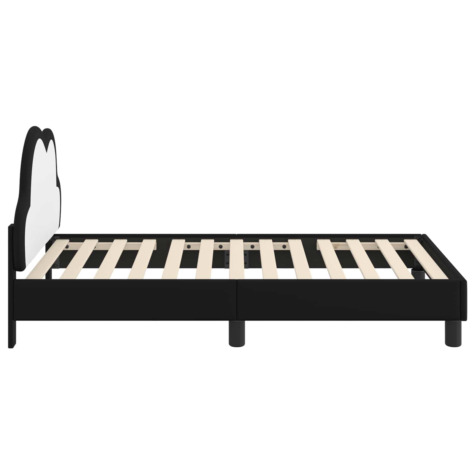 Marco de cama juvenil negro 80 x 160 cm con somier y bolsillos de almacenamiento, moderna cama individual para habitación de niños, habitación juvenil y espacios pequeños