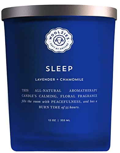 Woolzies Natural Soy Wax Candle | Hand Poured, Long Lasting, Reusable Glass Jar Scented Candle | 12 Oz (Sleep Lavender + Chamomile) #TOP23