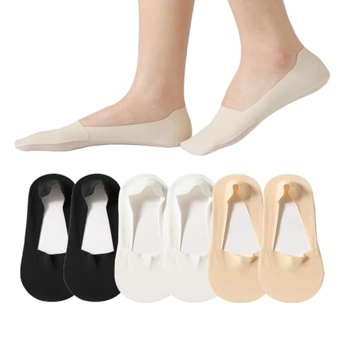 3 Pairs Thin No Show Socks, Ice Silk Surface Invisible Low Cut Liners Sock for Women Flats Loafers Sneakers