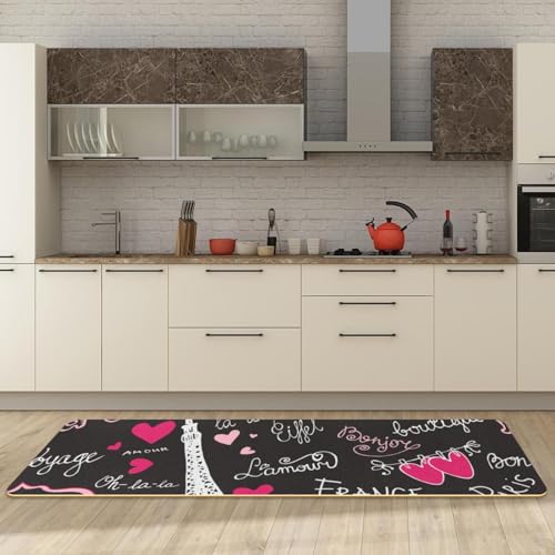 Tapetes de cocina lavables y absorbentes Bonjour Paris, pack de 2 unidades 3