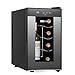 Barcool VINO8 – Table-Top Wine Fridge Black | 5-18°C | Wine Cooler | LED + Digital Display | Glass Door Drinks Cellar | Single-Zone (8 Bottle)