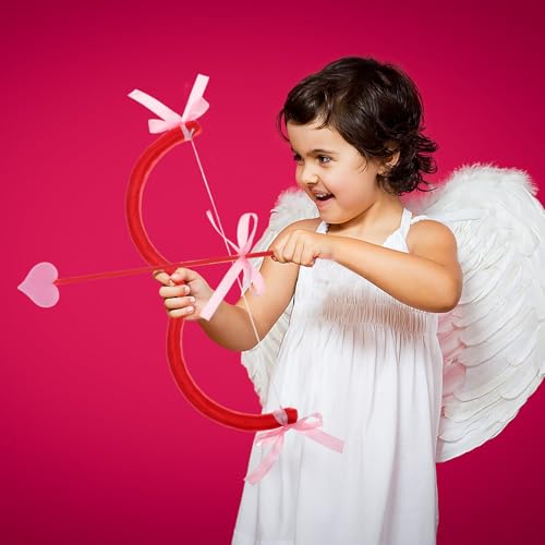 NUOBESTY 1 Set Cupid Bow and Set Kids Archery Toy Cupid Costume Photo Prop Valentines Cupid Costumes Accessory - Image 7