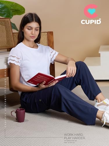 Image of CUPID Women Smart Slim Fit Easy Wash Cotton Cargo Pants