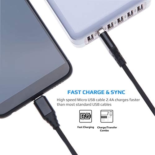 Micro USB Cable Fast Charging Quick Charge Braided Charger Compatible with Anker SoundCore/Mini / 2, Anker Ultra Pocket, Anker MP141 / A7908 / A3143 Premium, Anker Powercore 15600 (0.25m / 0.8ft)