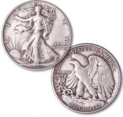 1 - Average Circulated Walking Liberty Half Dollar Circulated