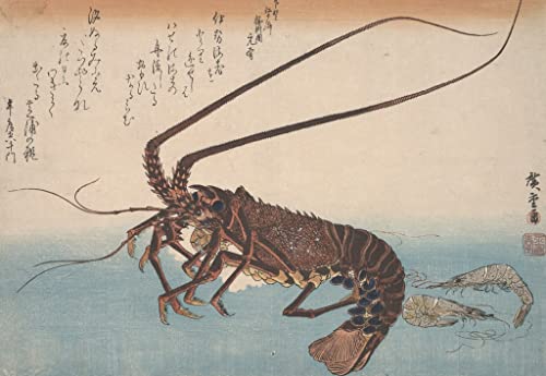 Affiche homard et crevettes Utagawa Hiroshige décoration murale de 60x90cm