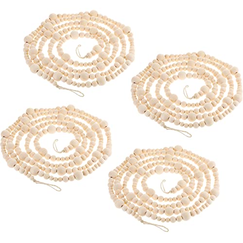 Boao 40 Feet Christmas Wooden Beads Garland Beige Christmas Tree