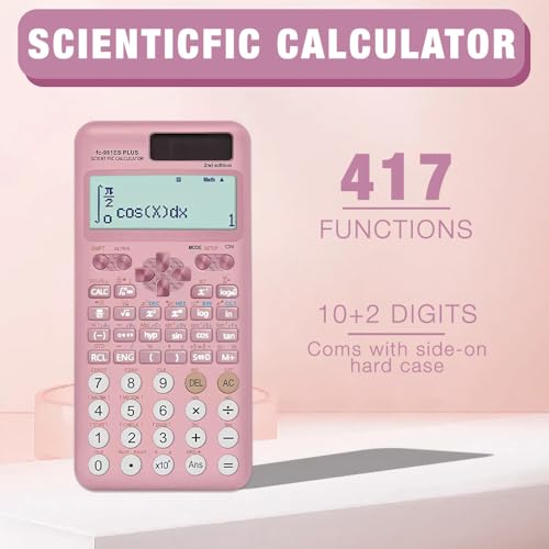 XEERUN FC-991ES Plus-2 Wissenschaftlicher Taschenrechner, Calculator Mit 417 Funktion 10+2 Stellen, Technischer Schulrechner, Tragbarer für Schulbedarf, Schüler, Lehrer, Büro, Zuhause, Rosa
