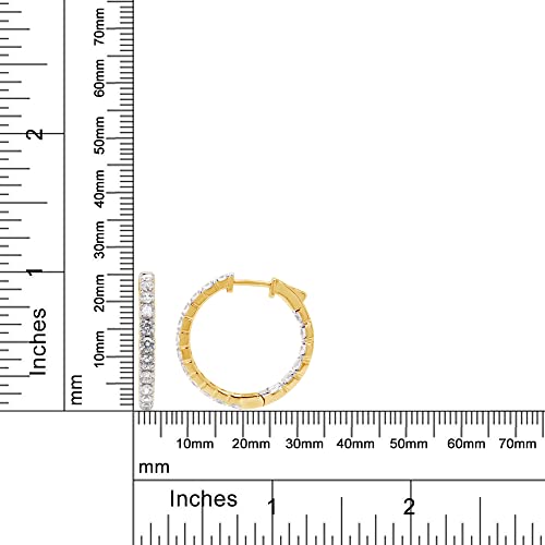 Savearth Diamonds 3 Carat Round Cut Lab Created Moissanite Diamond Inside Outside Hoop Earrings In 14K Yellow Gold Over Sterling Silver Jewelry For Women (G-H Color, Vvs1 Clarity, 3 Cttw) #TOP4