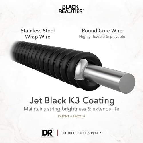 DR Strings Black Beauties-Black Coated Bass Guitar Strings 45-105 (BKB-45)