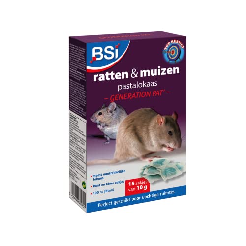 BSI - Anti Rats Et Souris - 150g - Pâtes - Efficacité Rapide - Radicale - Generation Pat' - 15x10g - Prêt A l'emploi - Haute Qualité - Zones Humides - Autour comme dans La Maison