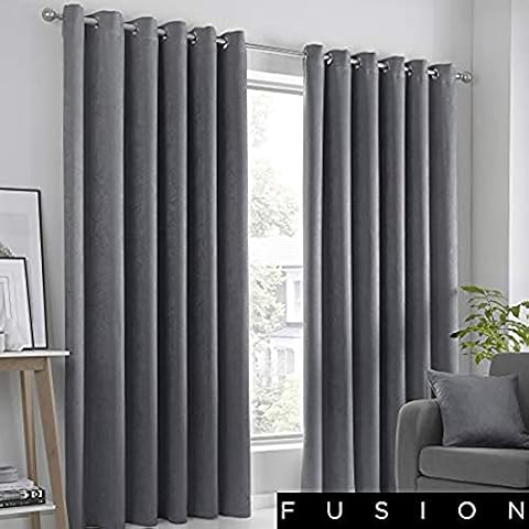 Charcoal Fusion Strata Dim-out Eyelet Curtains Cover