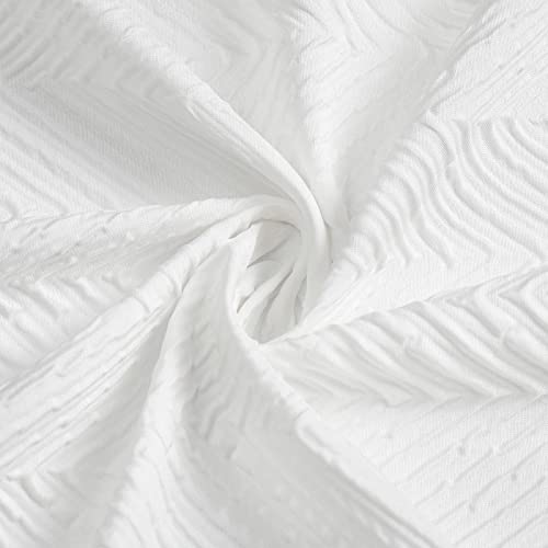 Bbiggood White Shower Curtain, 3D Embossed Fishbone Textured Fabric Shower Curtain For Bathroom, Modern Farmhouse Decor Hotel Quality Soft Cloth Shower Curtain Set With Hooks, 72X72 #TOP2