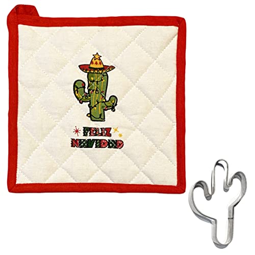 Feliz Navidad Sombrero Hat Saguaro Cactus Holiday Pot Holder Heat Resistance Mat Southwest Diner Decor #TOP26