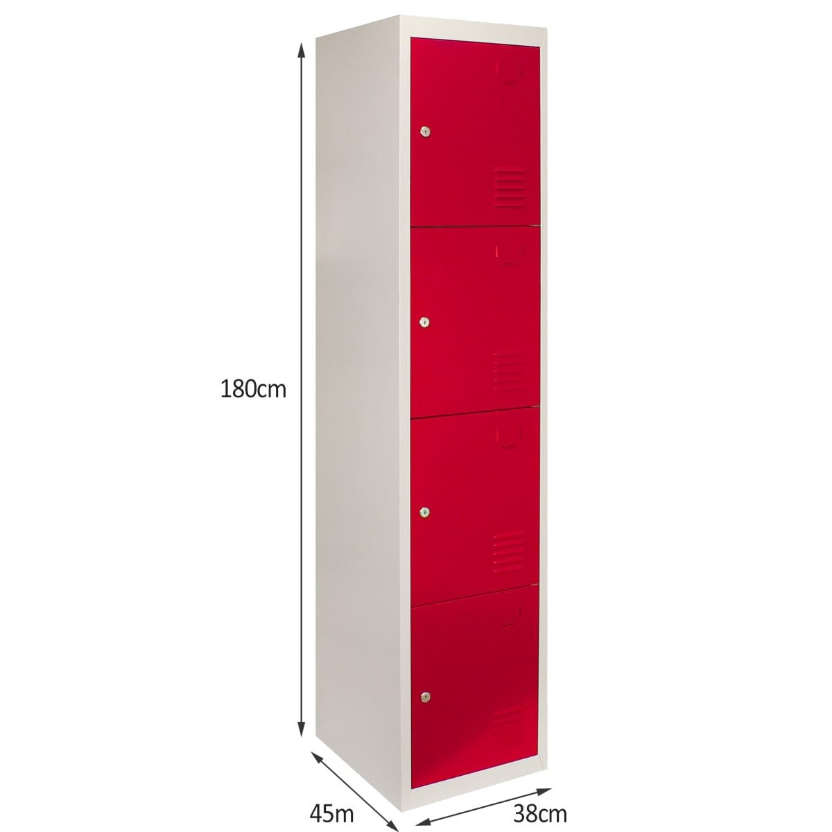 Monster Shop Lot de 3 Rangées de Casier Métallique 4 Portes Rouge Casier Verrouillable Parfait pour Salle de Sport, École, Vestiaire, Atelier, Entrepôt [Clés INCLUSES] Livré assemblé