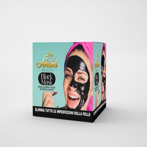 Amami BEAUTY - Black Mask - Maschera Viso Purificante Peel-Off, Rimuovi i Punti Neri - Con Aloe, Olio di Argan, Olio di Neem BIO - 50ml