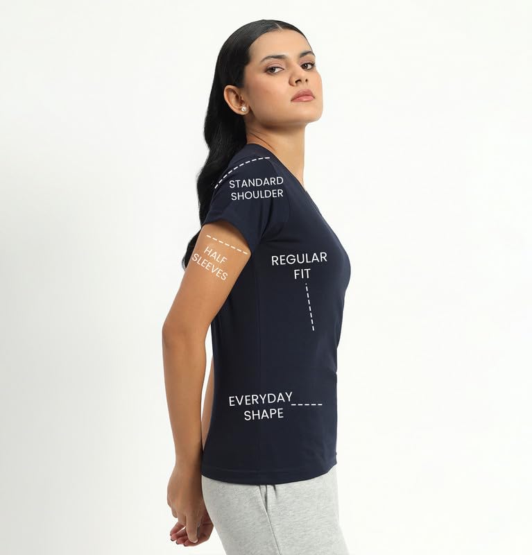 Image of Sleepynuts Women's Plain Round Neck Regular Fit Half Sleeve Cotton T Shirt