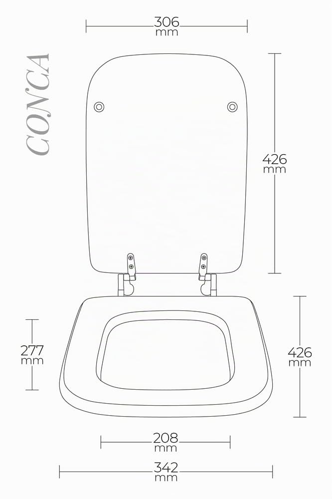 MODULARREDO | Sedile per WC CONCA, Tavoletta Copriwater Ideal Standard, 34,2x42,6 cm, Bianco