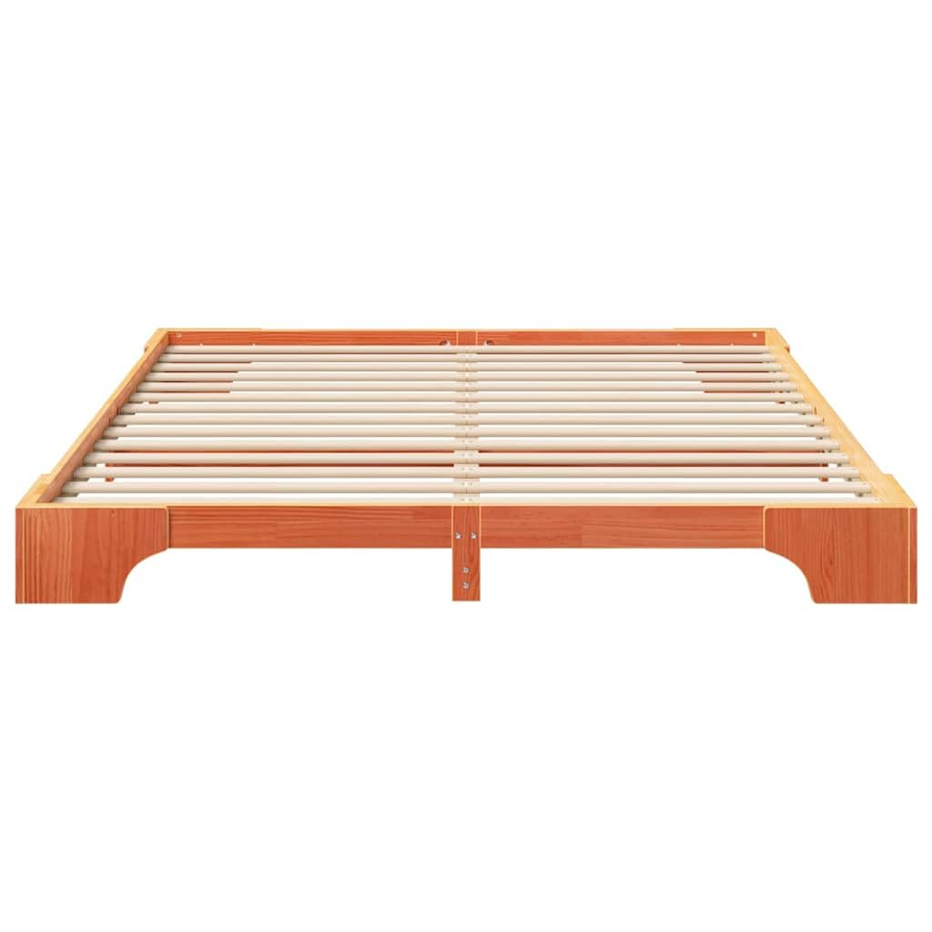 Marco de Cama en el Suelo de Madera Maciza de Pino Marrón Estructura de Perfil Bajo para Dormitorio Moderno Minimalista Ensamblaje Fácil y Diseño Espacioso Multifuncional