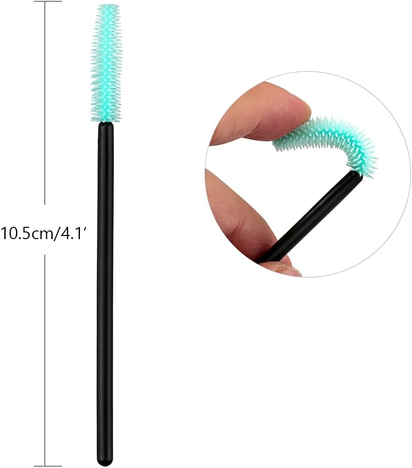 Silicone Eyelash Brushes, Bla and Green Mascara Brushes, Brow