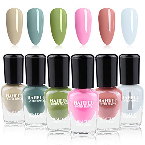 FERCAISH New Non Toxic Nail Polish Set Easy Peel Off & Quick Dry Organic Eco Friendly Water Based Nail Polish (6 Bottles)