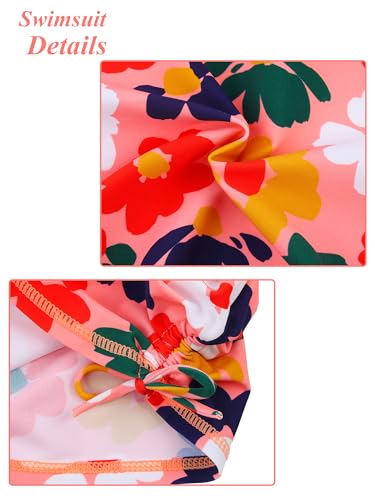 Image of BAOHULU Girls Two Piece Swimsuits Rash Guard Ruffle Bikini Skirt Short Sleeves Beach Dress Swimwear UPF 50+ 3-12Y