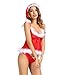 Kranchungel Women's Sexy Santa Lingerie Christmas Babydoll Set Chemises Outfit Lace Sleepwear Small Red