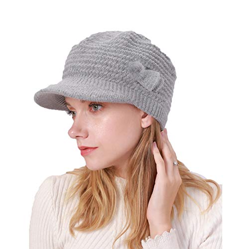 YAMEE Gorro Invierno Mujer,Gorro de Punto con Visera,Boinas Slouch Beanie Elegante,Sombrero Invierno Cálido Gorras