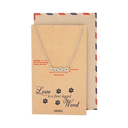 Quan Jewelry Pet Lover Gifts For Women Paw Print And Heart Necklace, Animal Lover Charm, Dog, Cat Paw Pendant, Gifts For Her With Greeting Card #TOP3