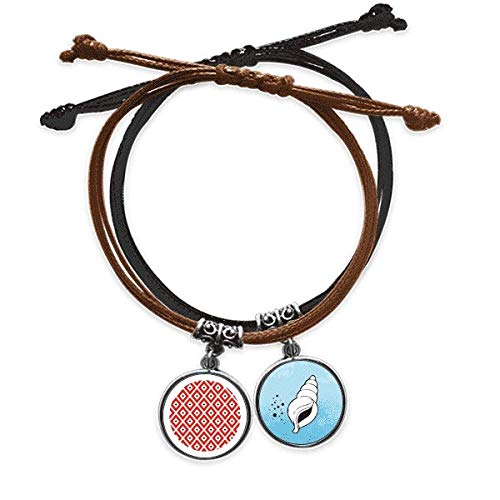 Pulsera cadena cuero geometría rojo negro cuerda mano adorno japonés