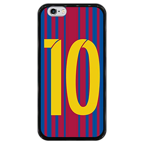 Hapdey Funda Negra para [ iPhone 6 6S ] diseño [ Ilustración fútbol, número 10 ] Carcasa Silicona Flexible TPU