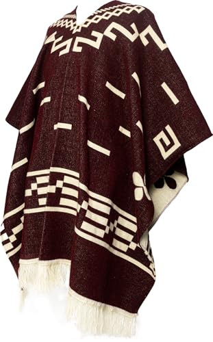 Handmade Alpaca Wool Poncho for Men, Western Andean Design, Thick, Soft and Warm, Artisan Made in Ecuador2